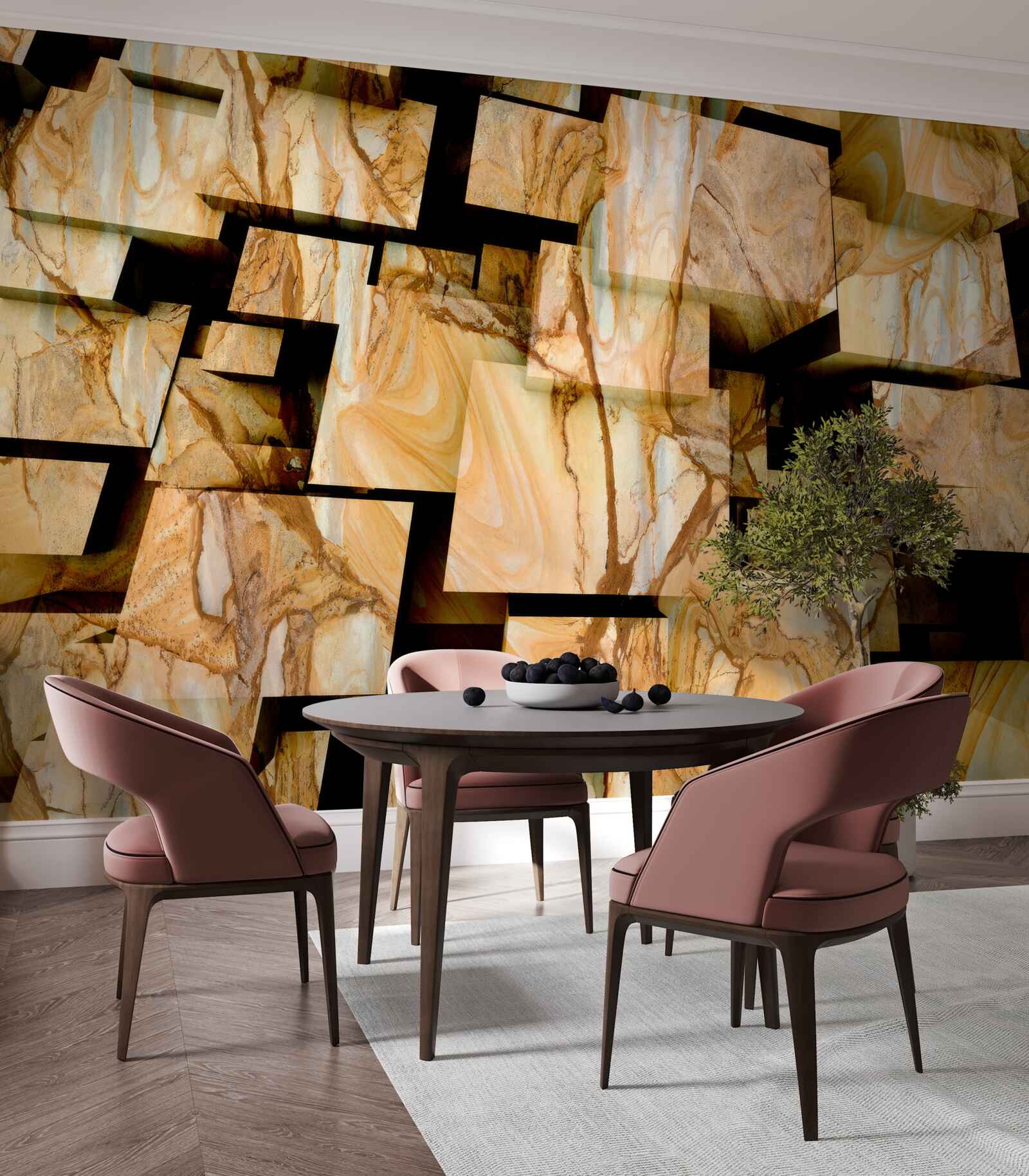 Fototapeta trójwymiarowe brązowe kwadraty