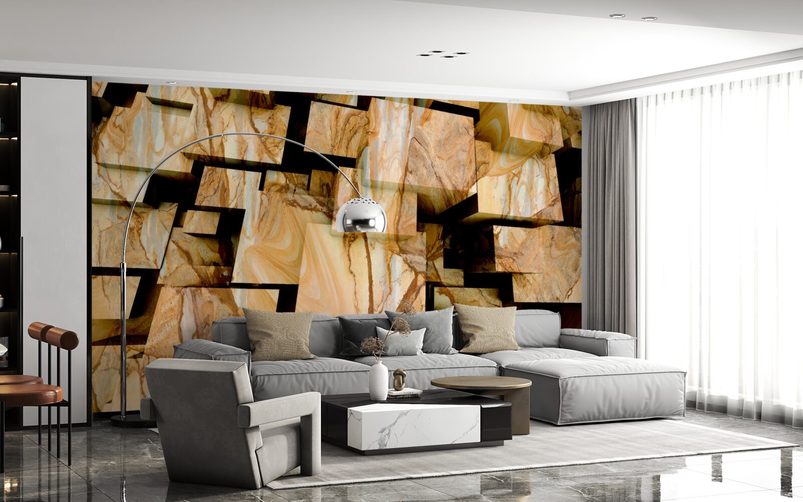 Fototapeta trójwymiarowe brązowe kwadraty