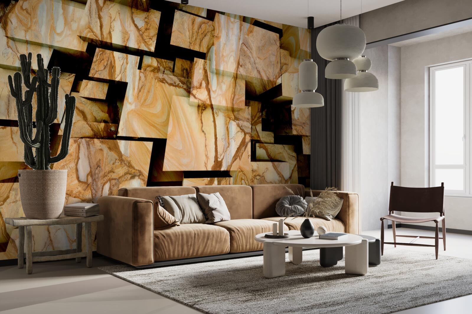 Fototapeta trójwymiarowe brązowe kwadraty