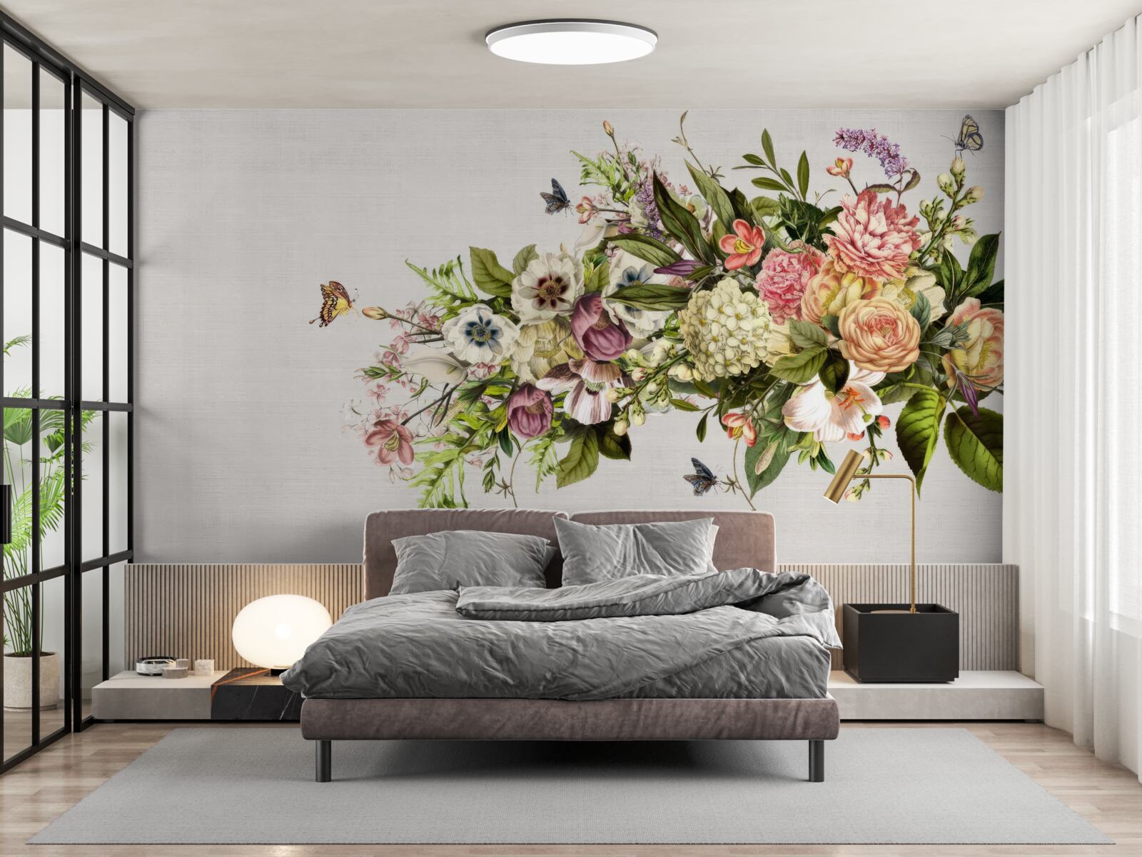 Fototapeta motyle fruwają na pięknych kwiatach