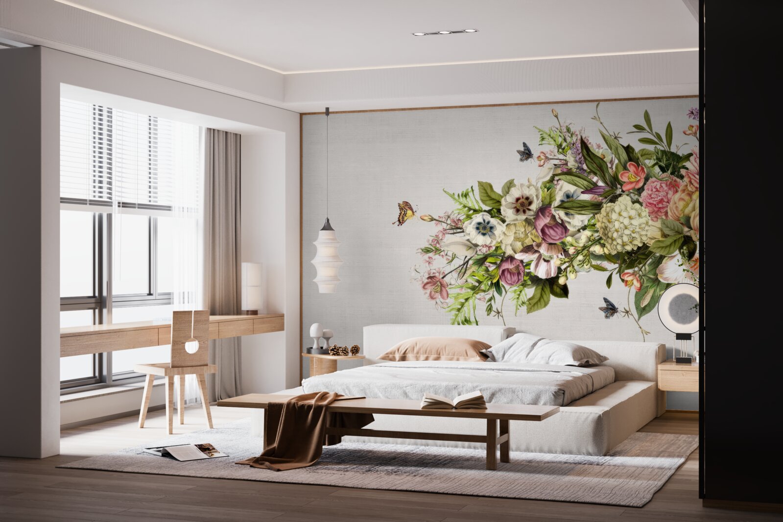 Fototapeta motyle fruwają na pięknych kwiatach