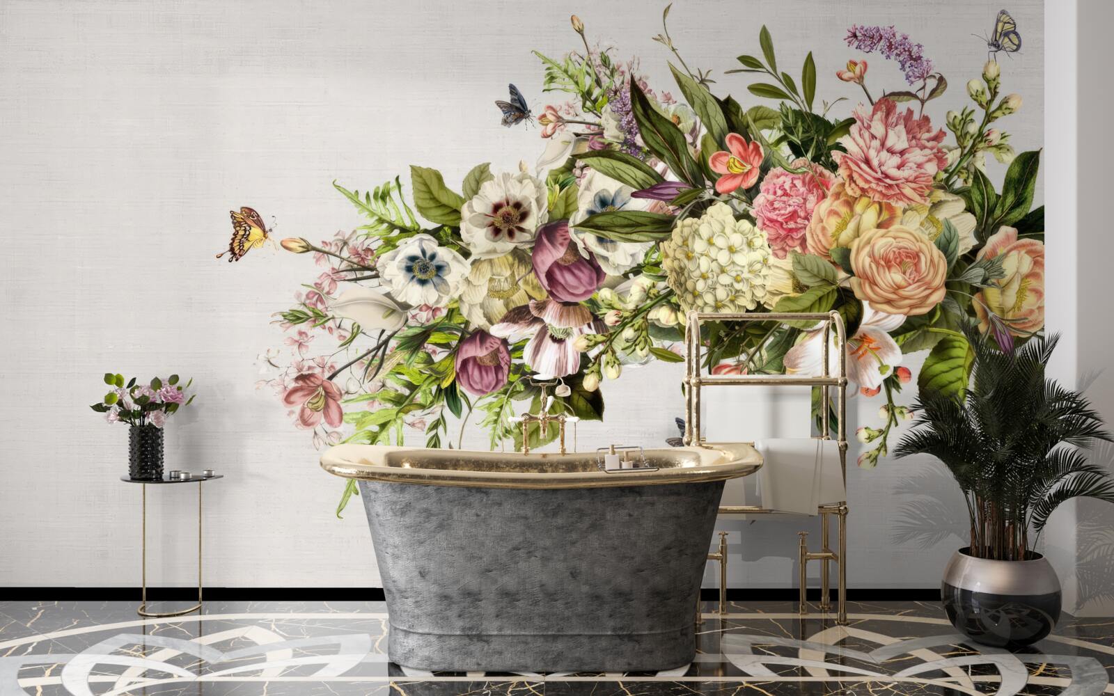 Fototapeta motyle fruwają na pięknych kwiatach