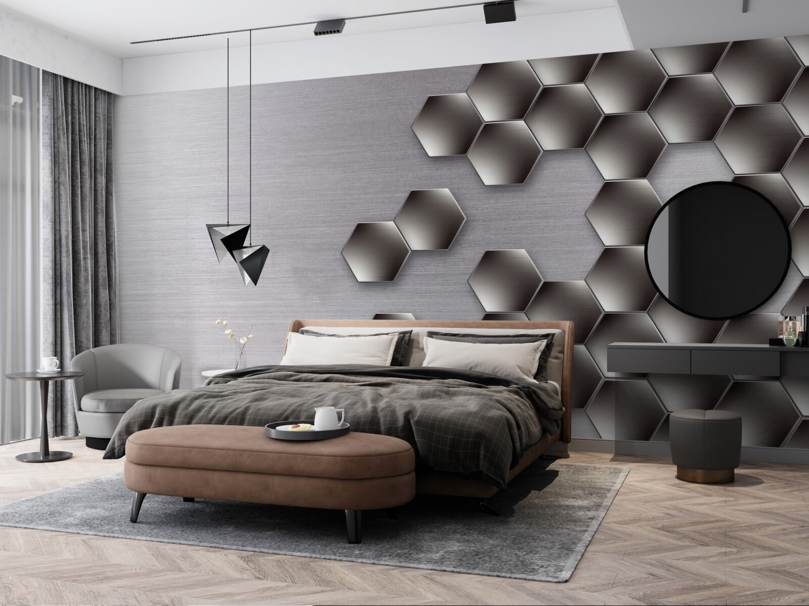 Fototapeta małe czarne sześciokąty