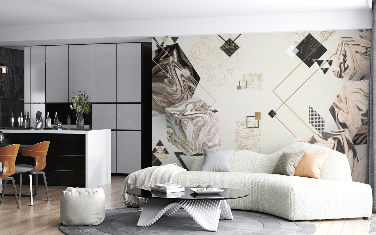 Fototapeta kostki w paski z efektem 3d