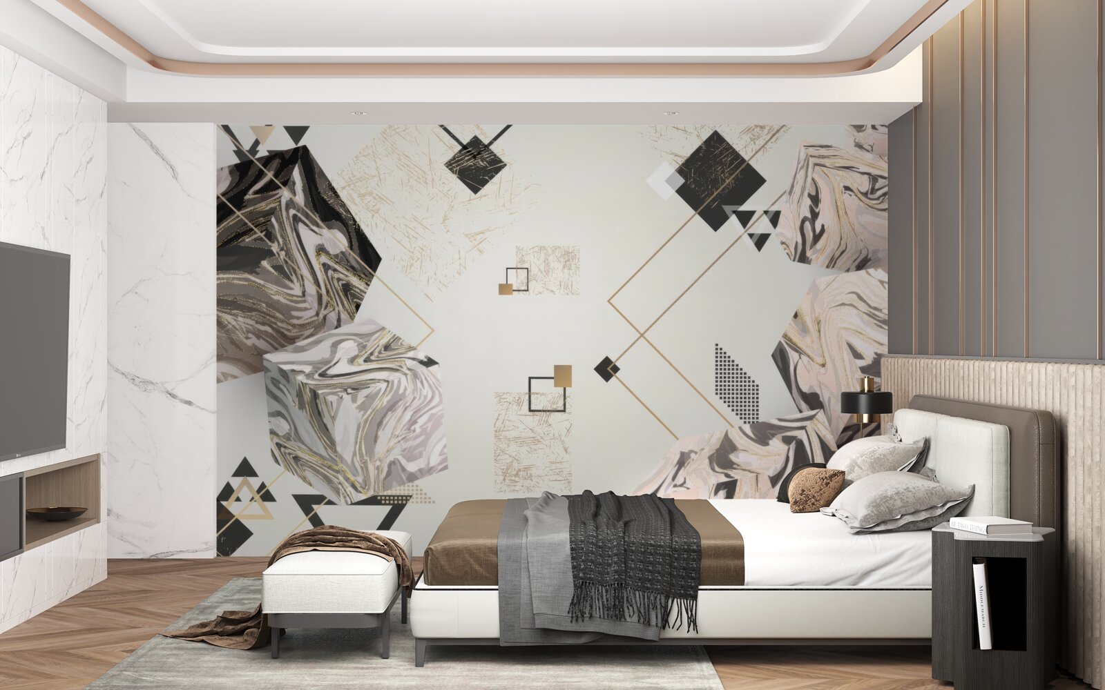 Fototapeta kostki w paski z efektem 3d