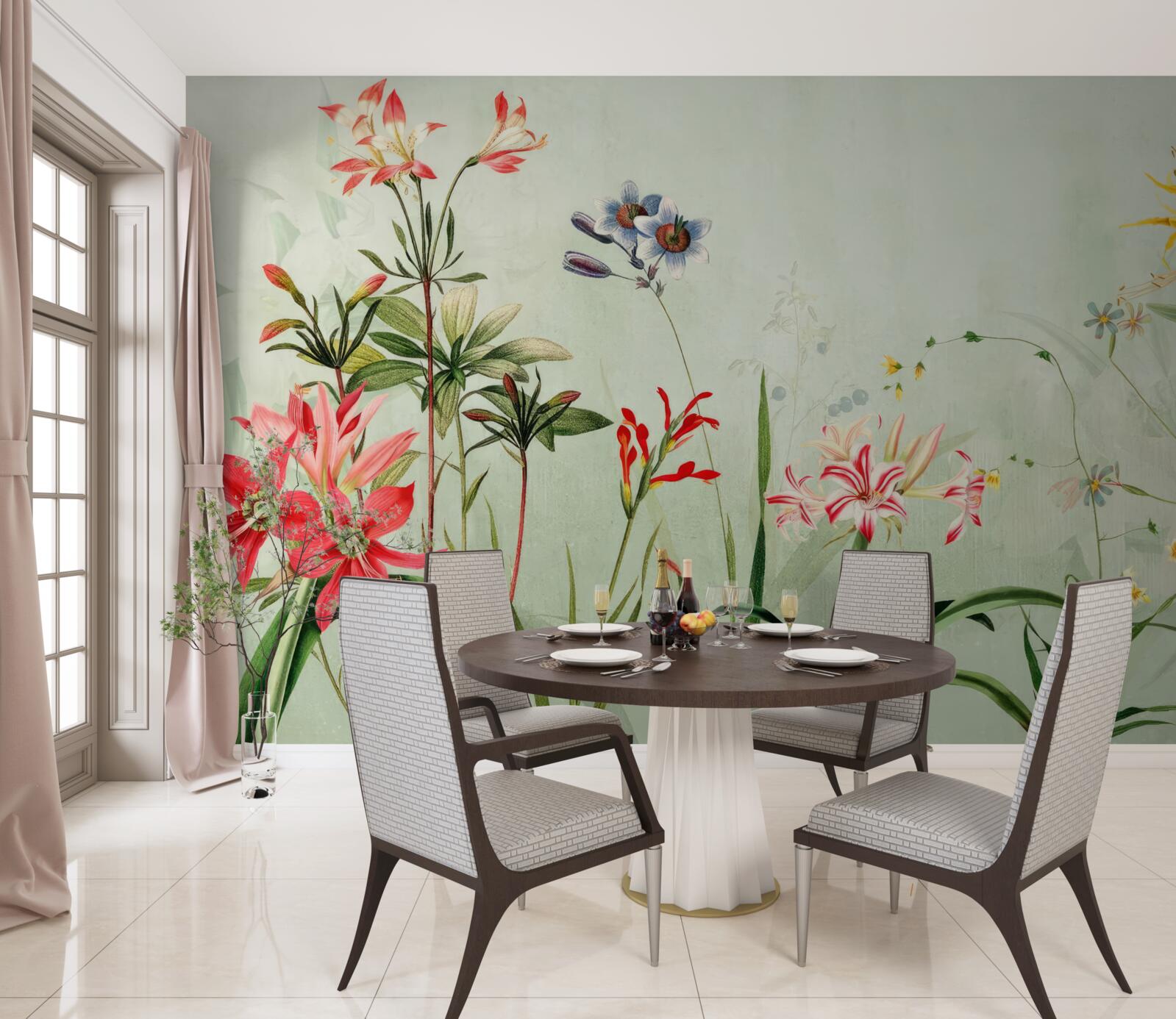 Fototapeta mgła spowiła kwiaty