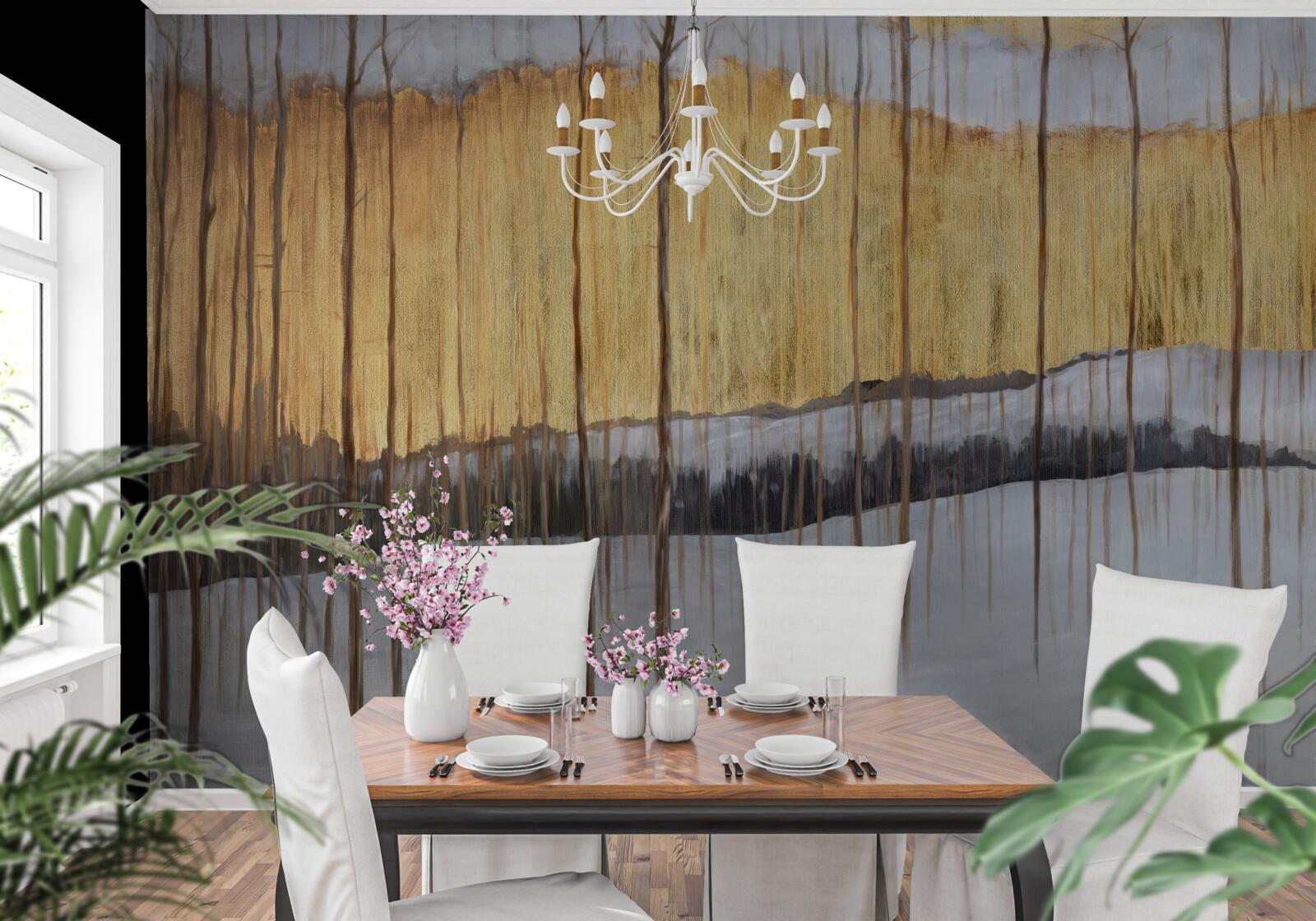 Fototapeta kontury wdzięcznych pni drzew