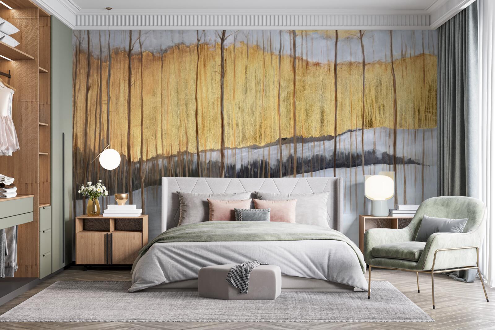 Fototapeta kontury wdzięcznych pni drzew