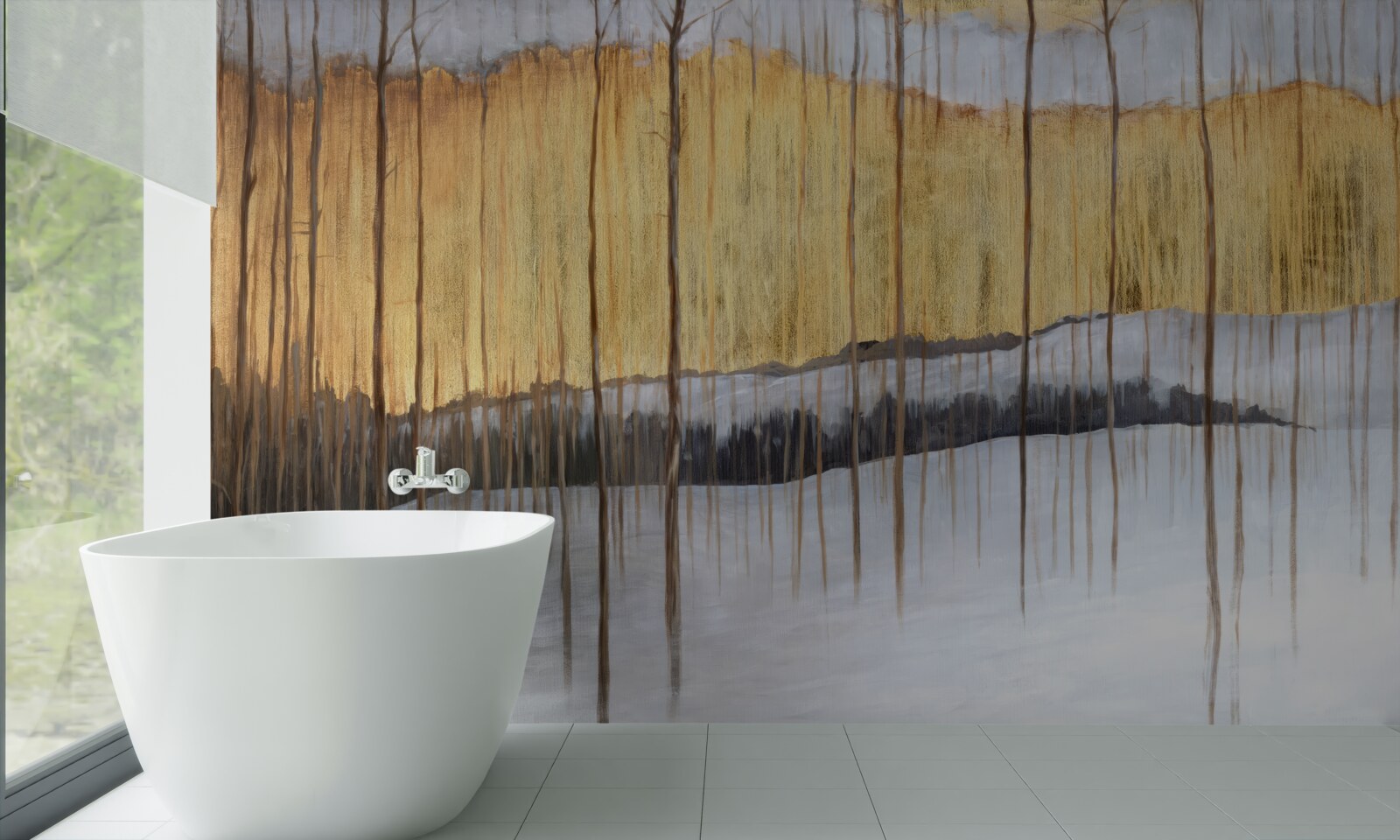 Fototapeta kontury wdzięcznych pni drzew