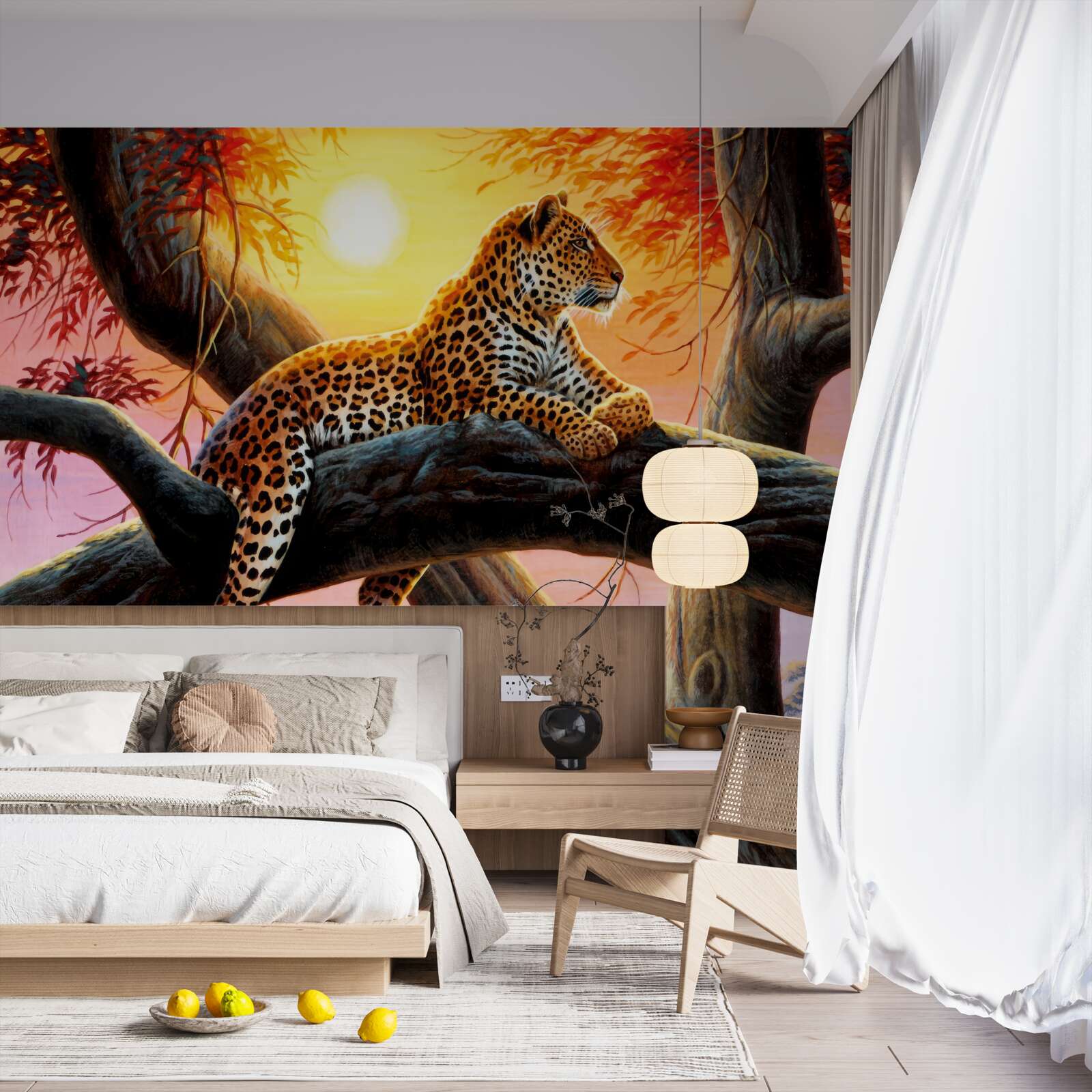 Fototapeta gepard siedzi na drzewie