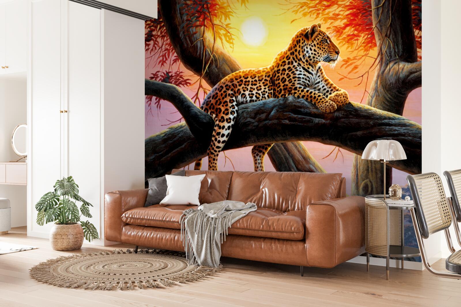 Fototapeta gepard siedzi na drzewie