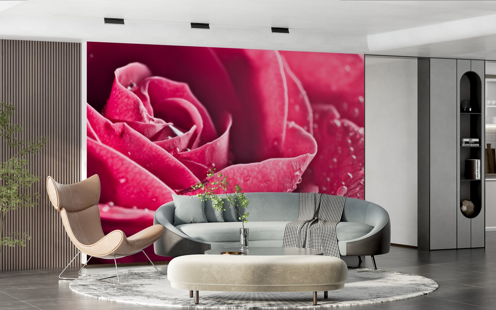 Fototapeta duża róża z kroplami wilgoci