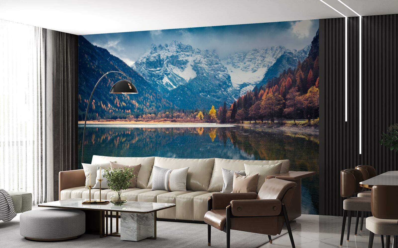 Fototapeta majestatyczne szczyty i płynąca rzeka