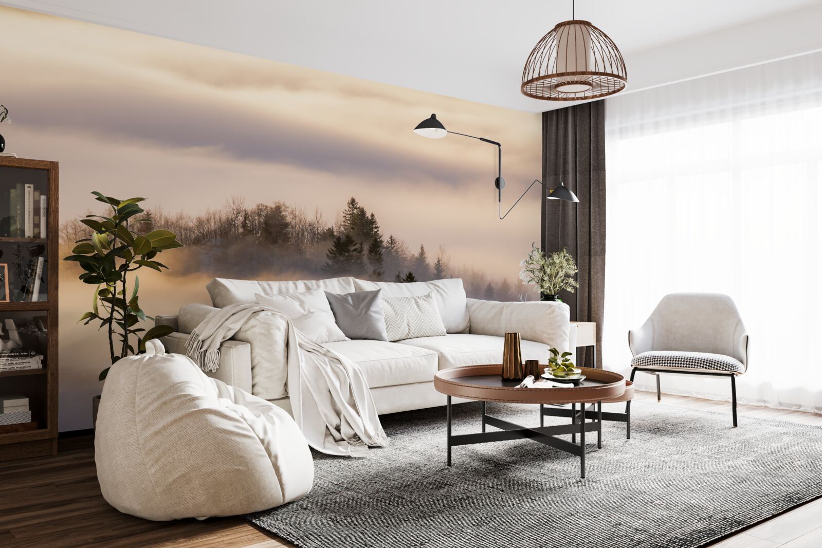 Fototapeta gęsta mgła wśród drzew