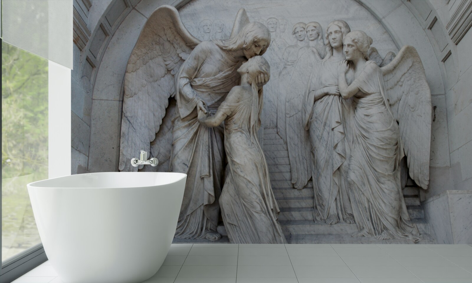 Fototapeta kompozycja rzeźb przedstawiających anioły