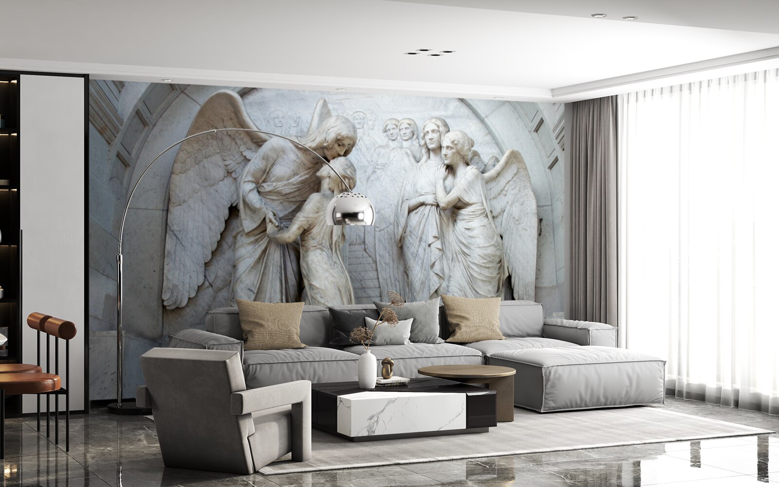 Fototapeta kompozycja rzeźb przedstawiających anioły