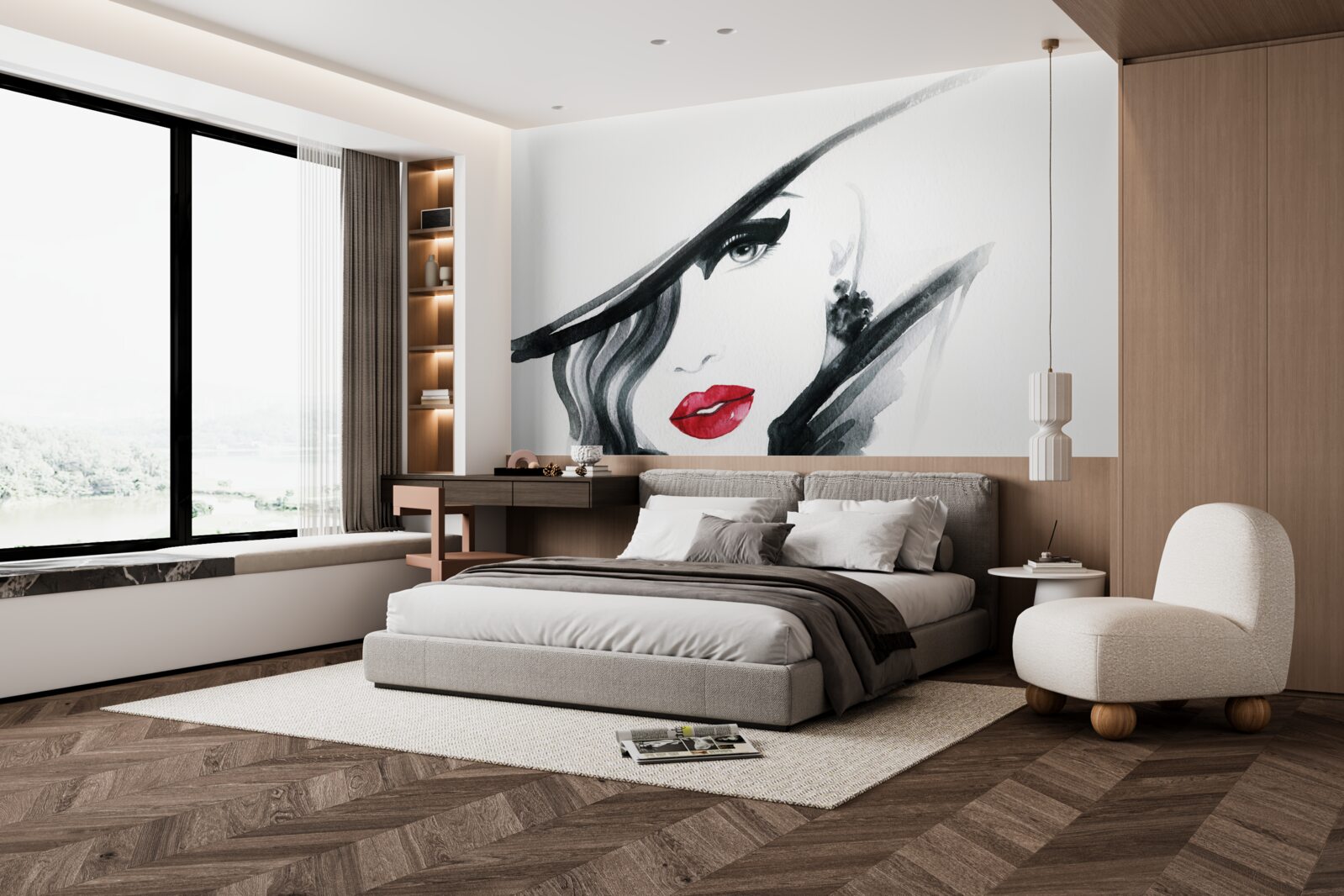 Fototapeta wizerunek dziewczyny z czerwonymi ustami