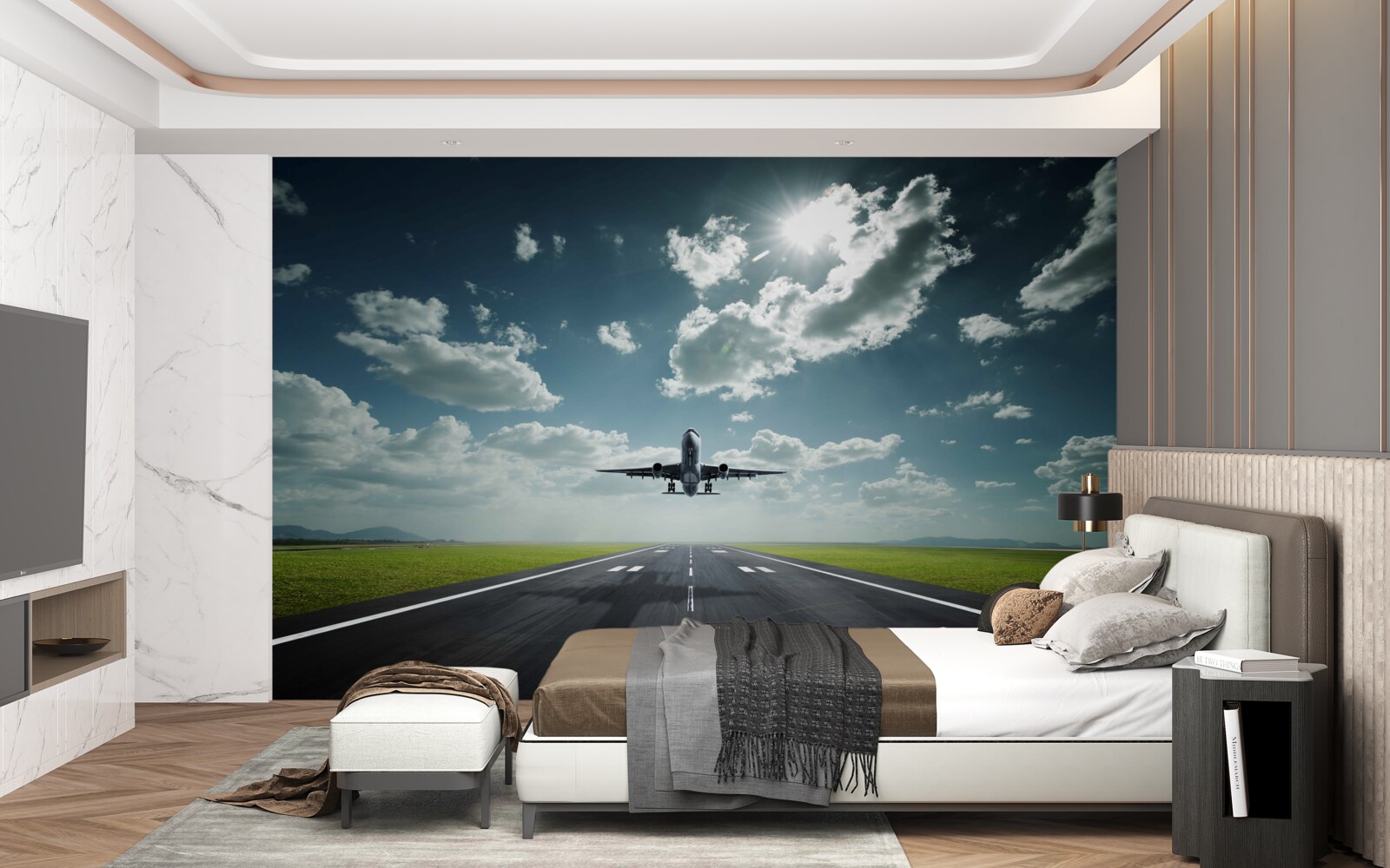 Fototapeta samolot startuje z pasa startowego