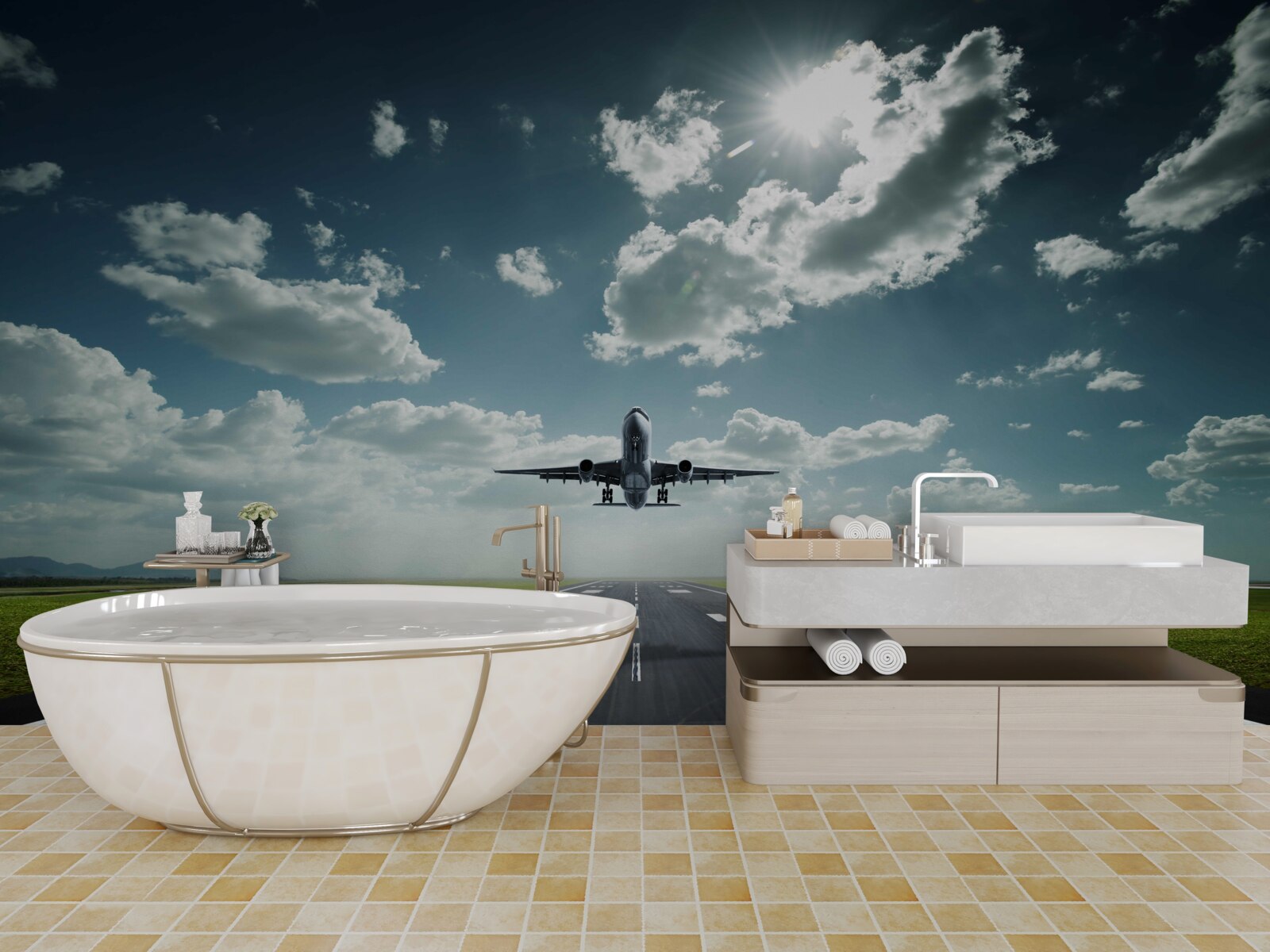 Fototapeta samolot startuje z pasa startowego