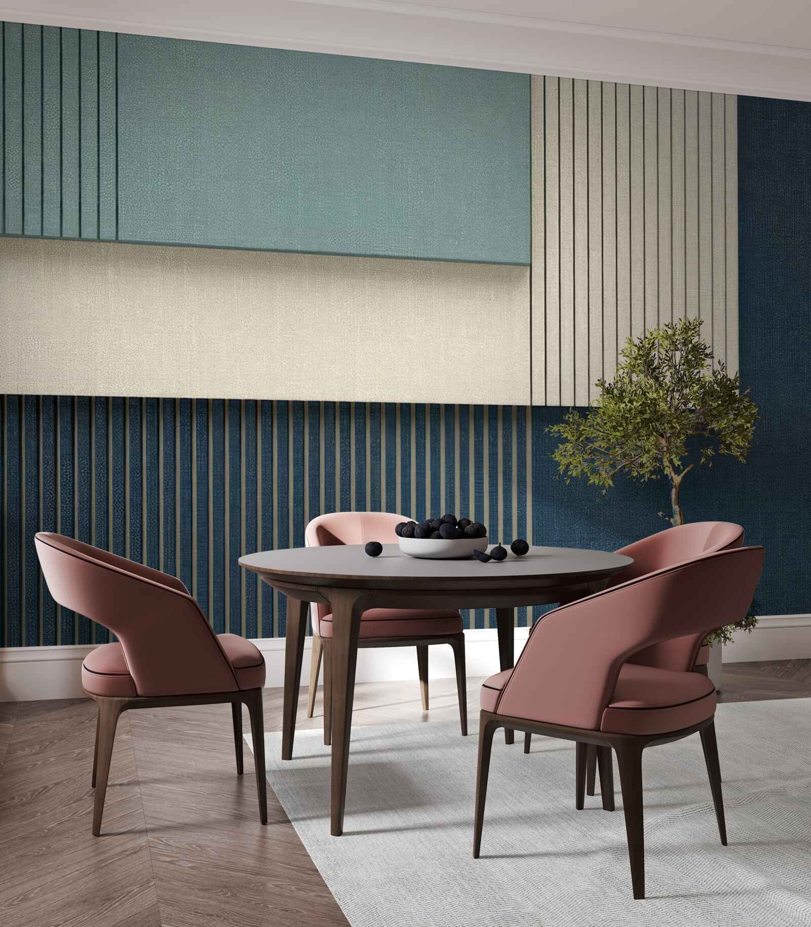 Fototapeta tło w kolorach niebieskim, beżowym i zielonym