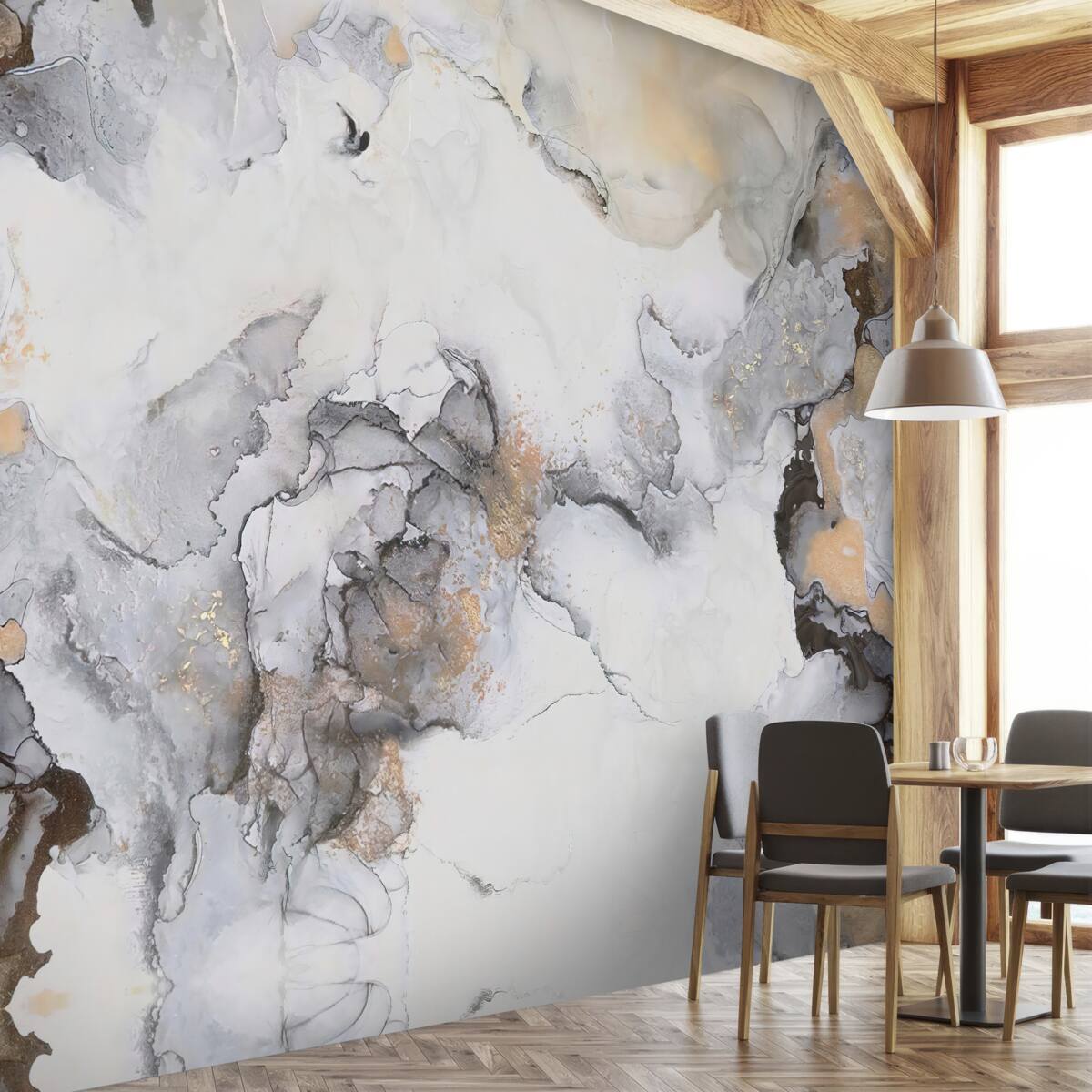 Fototapeta abstrakcja w odcieniach bieli, szarości i złota