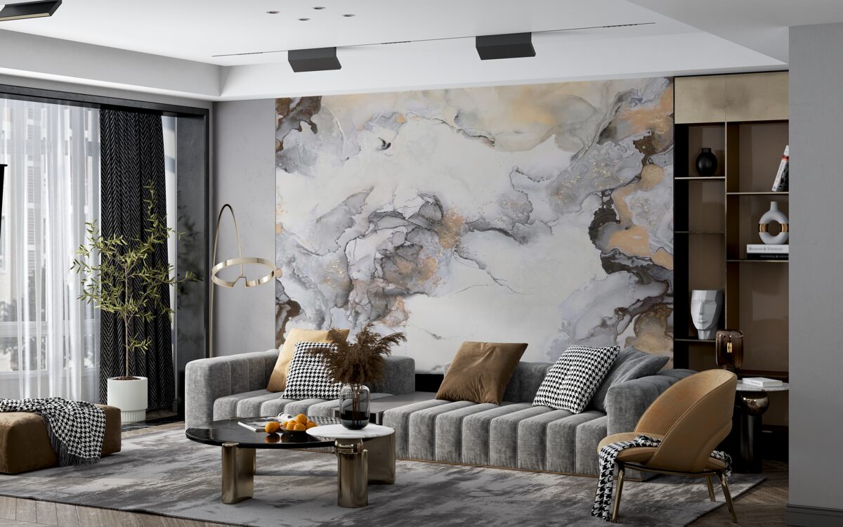 Fototapeta abstrakcja w odcieniach bieli, szarości i złota