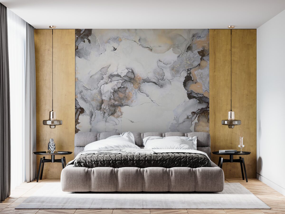 Fototapeta abstrakcja w odcieniach bieli, szarości i złota