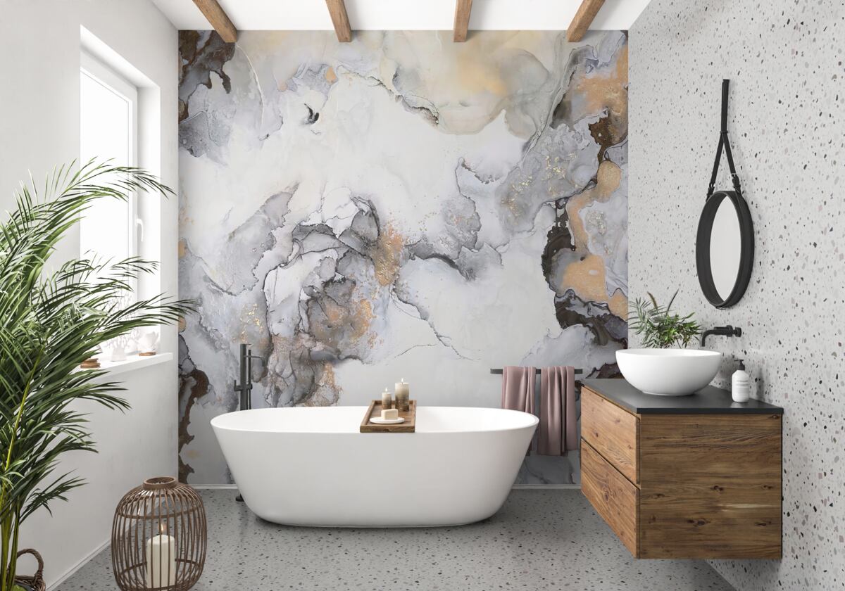 Fototapeta abstrakcja w odcieniach bieli, szarości i złota