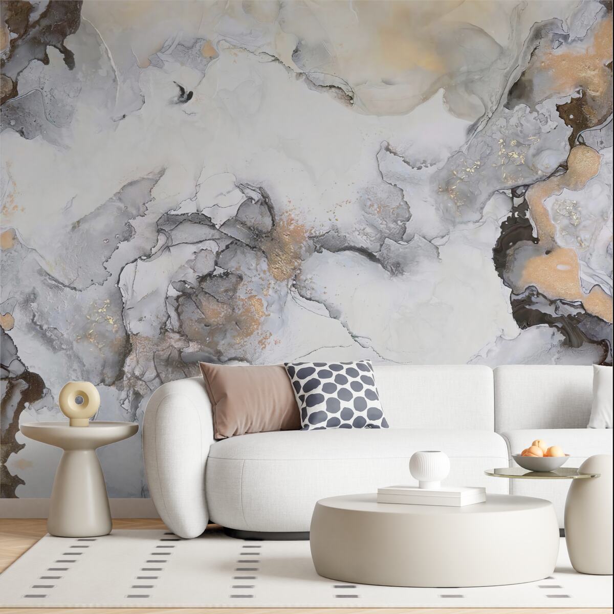 Fototapeta abstrakcja w odcieniach bieli, szarości i złota