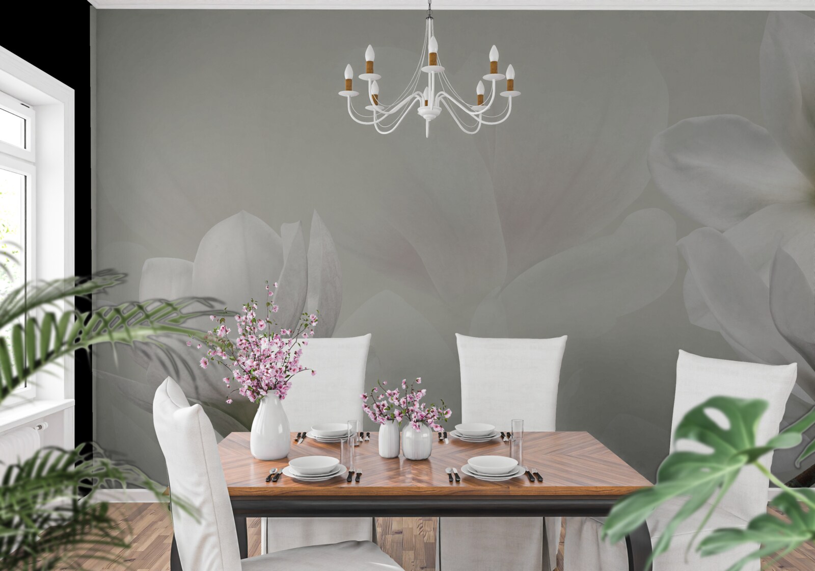 Fototapeta duże białe kwiaty