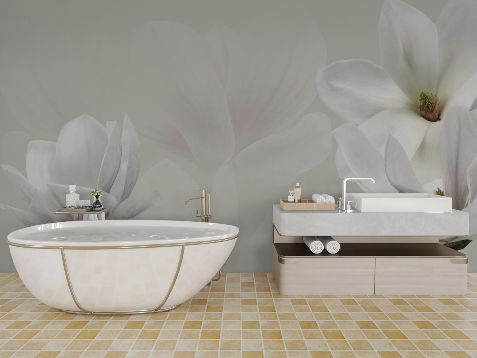 Fototapeta duże białe kwiaty