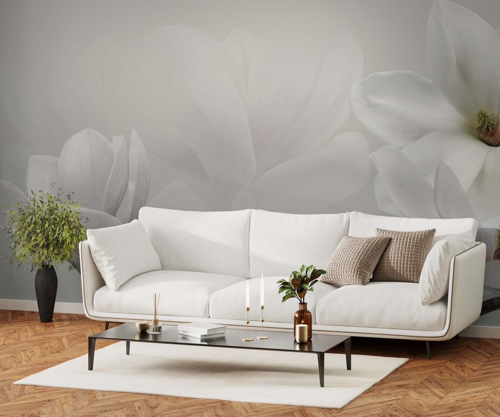 Fototapeta duże białe kwiaty