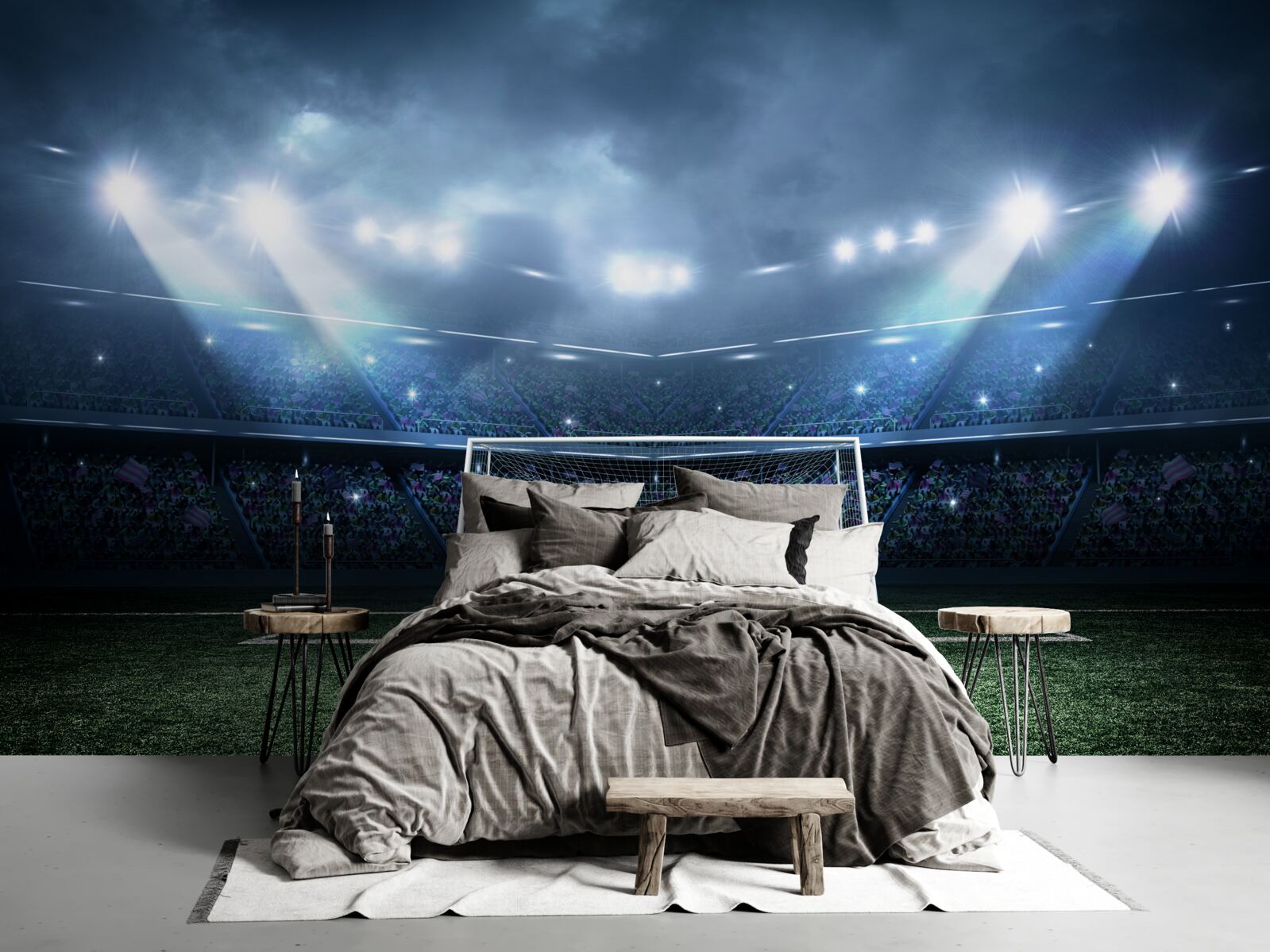 Fototapeta boisko do piłki nożnej oświetlone reflektorami