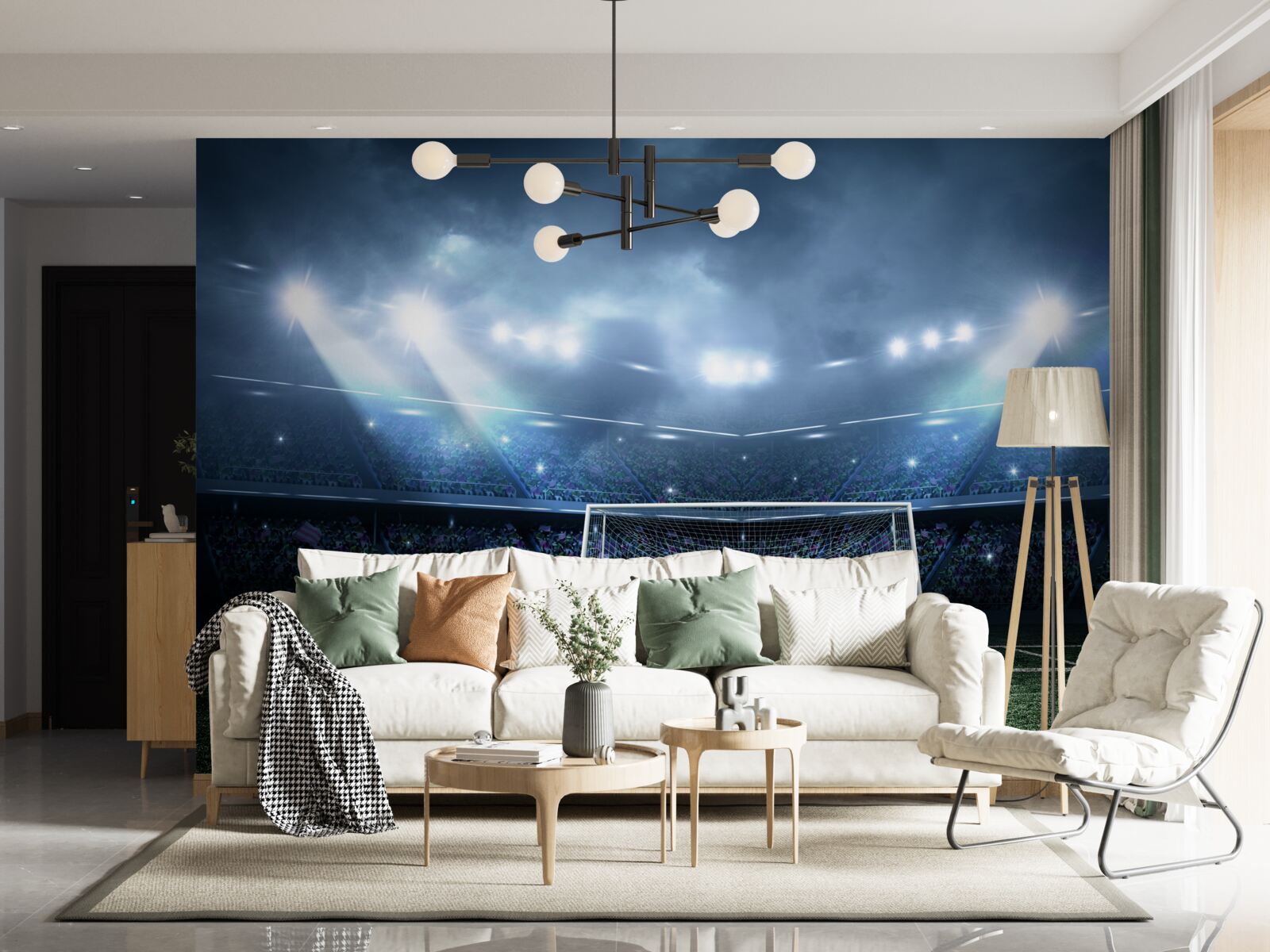 Fototapeta boisko do piłki nożnej oświetlone reflektorami