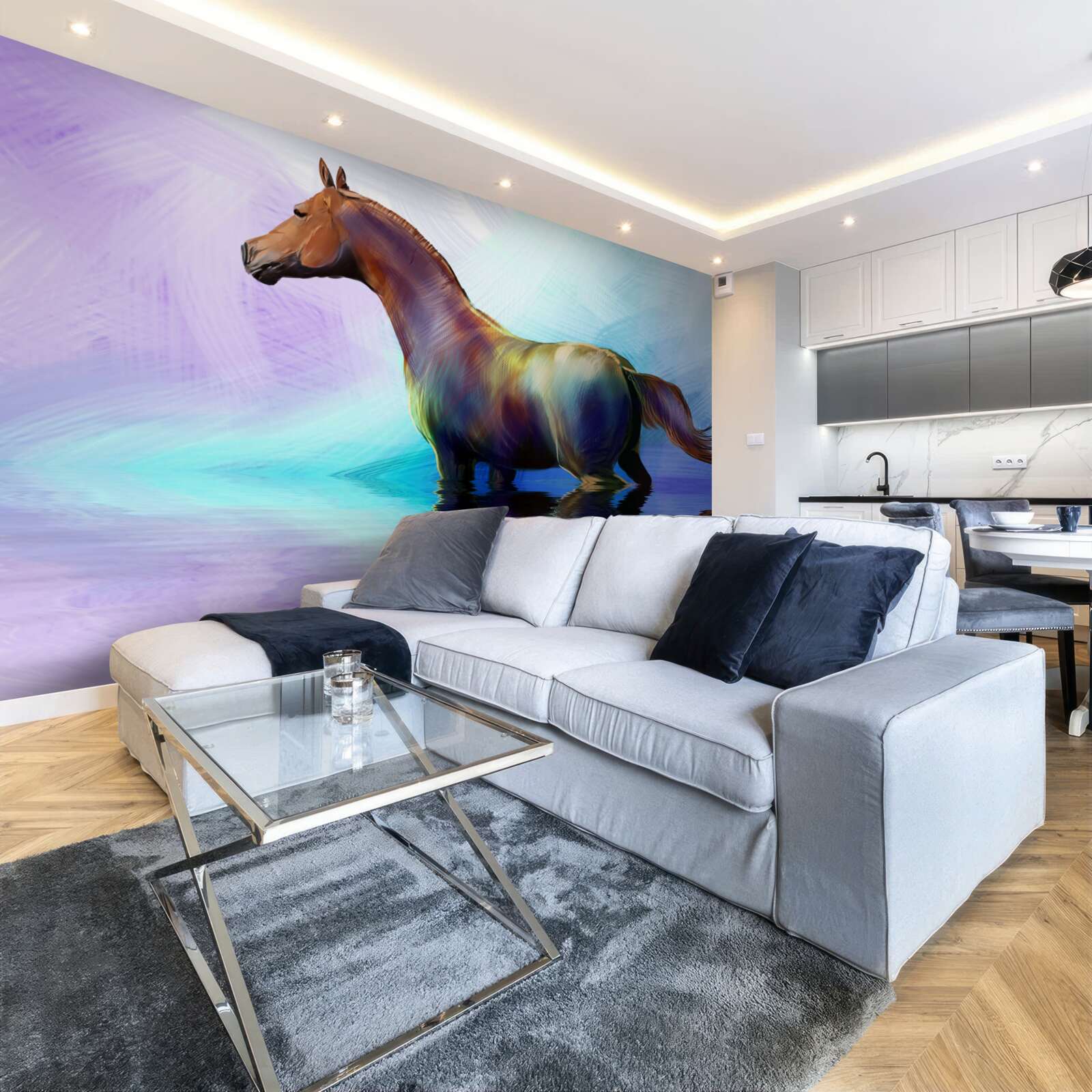 Fototapeta koń jest w wodzie