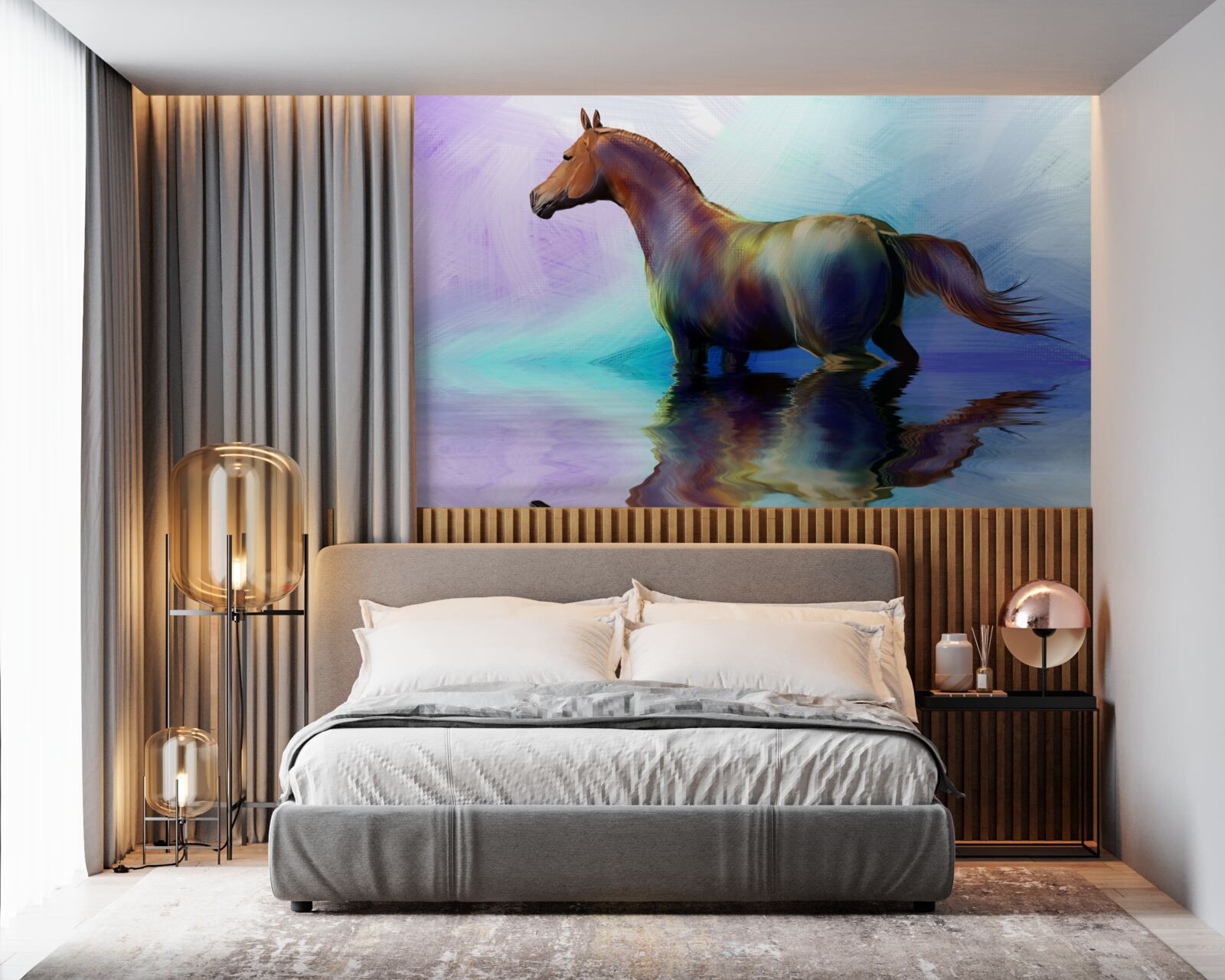 Fototapeta koń jest w wodzie