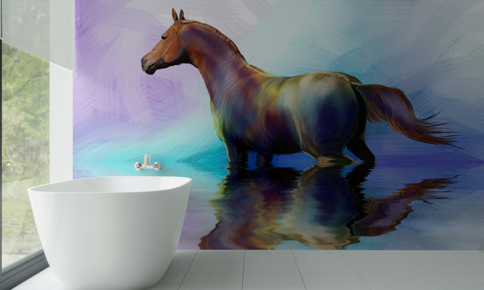 Fototapeta koń jest w wodzie