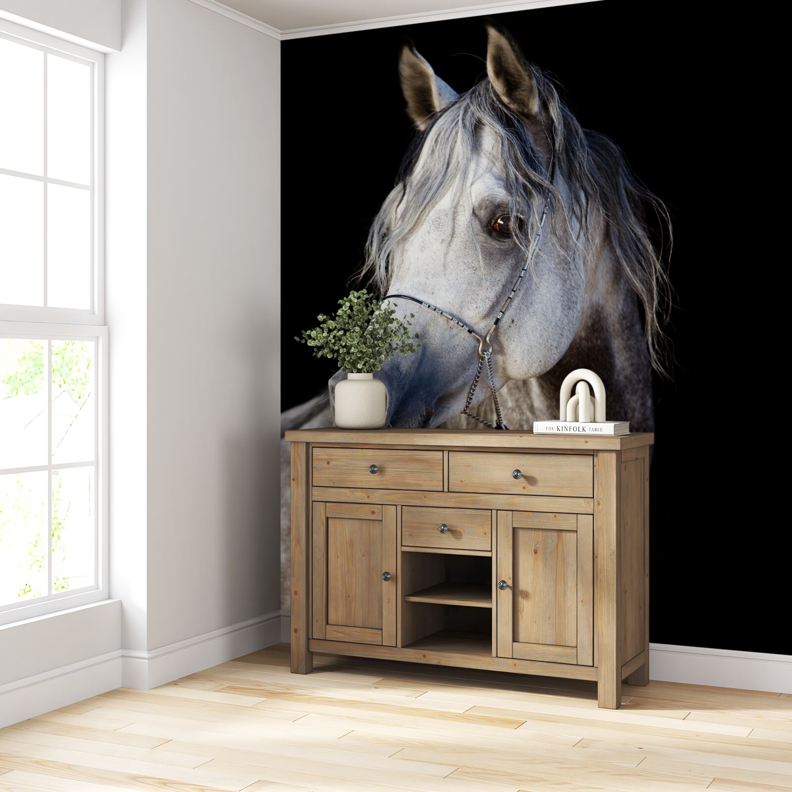 Fototapeta elegancka sylwetka konia na ciemnym tle