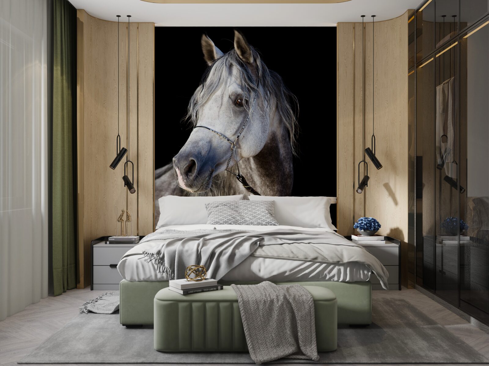 Fototapeta elegancka sylwetka konia na ciemnym tle