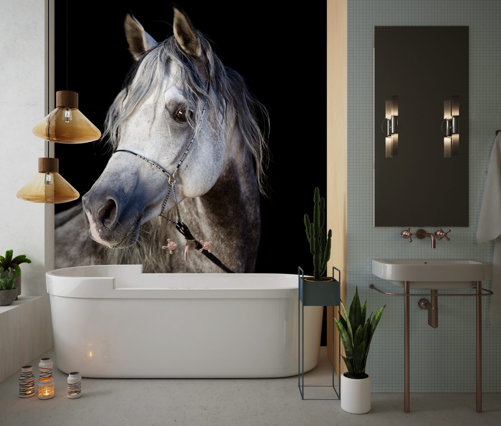 Fototapeta elegancka sylwetka konia na ciemnym tle