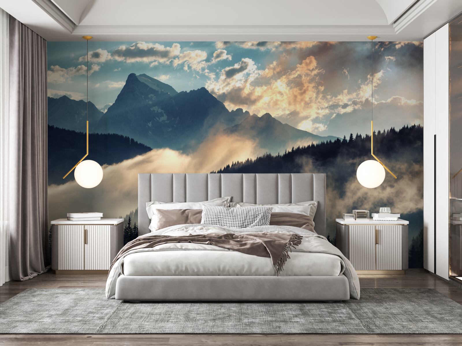 Fototapeta poranek pod majestatycznymi szczytami