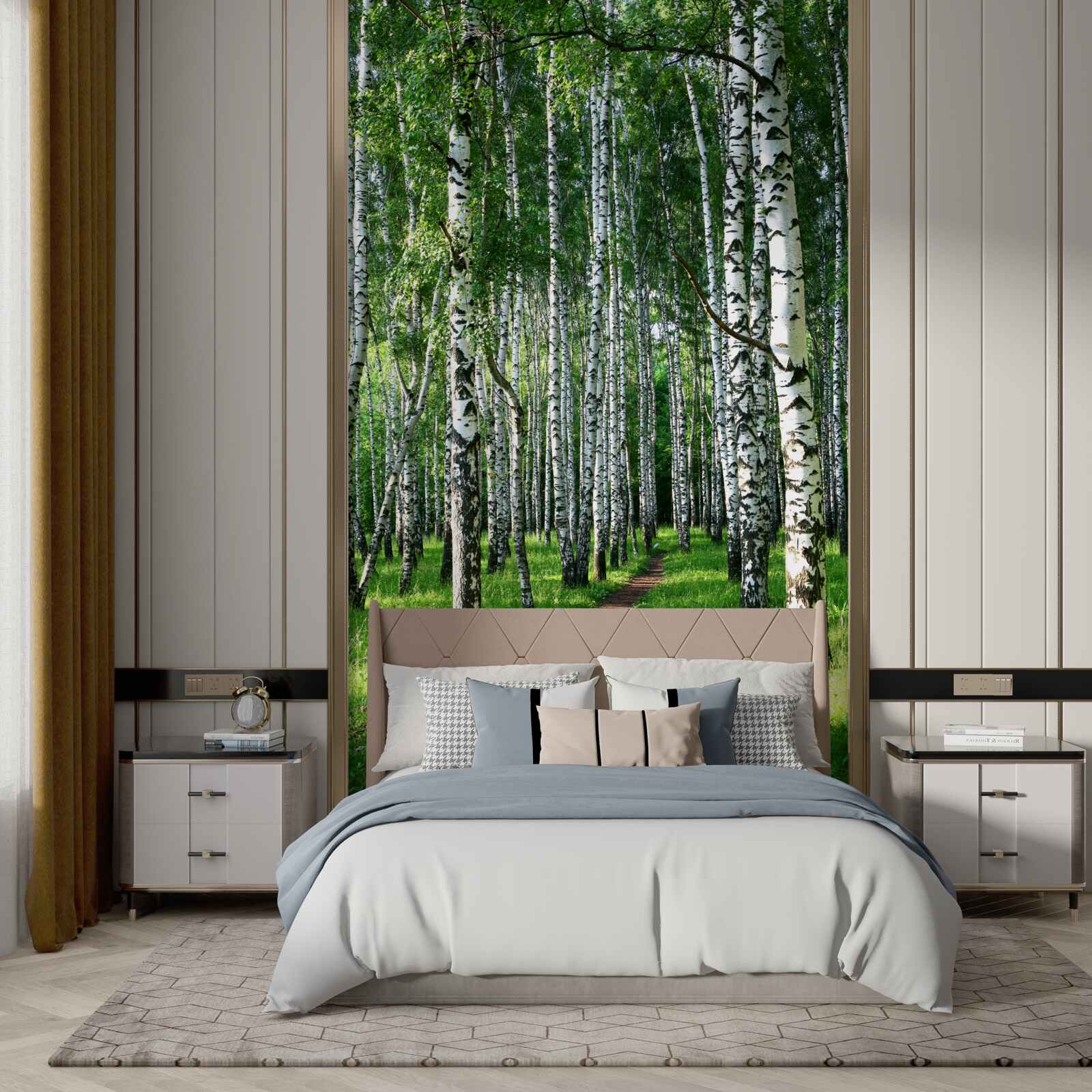 Fototapeta ścieżka biegnąca przez gaj brzozowy