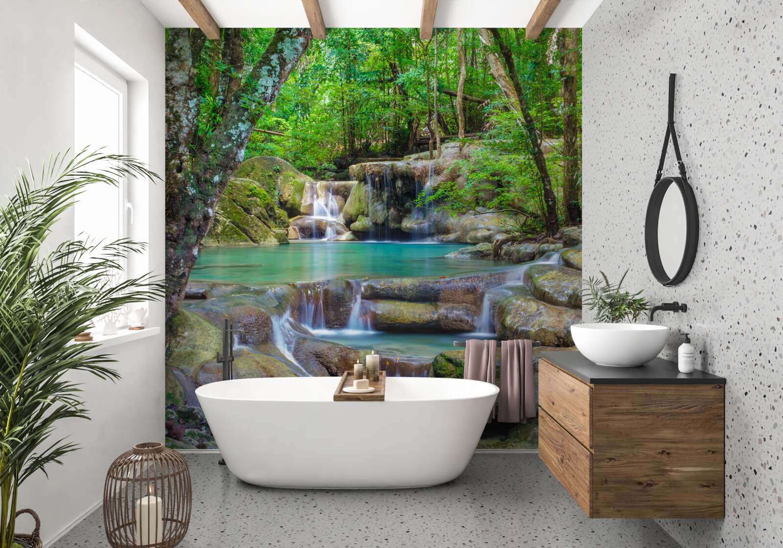 Fototapeta mały leśny wodospad