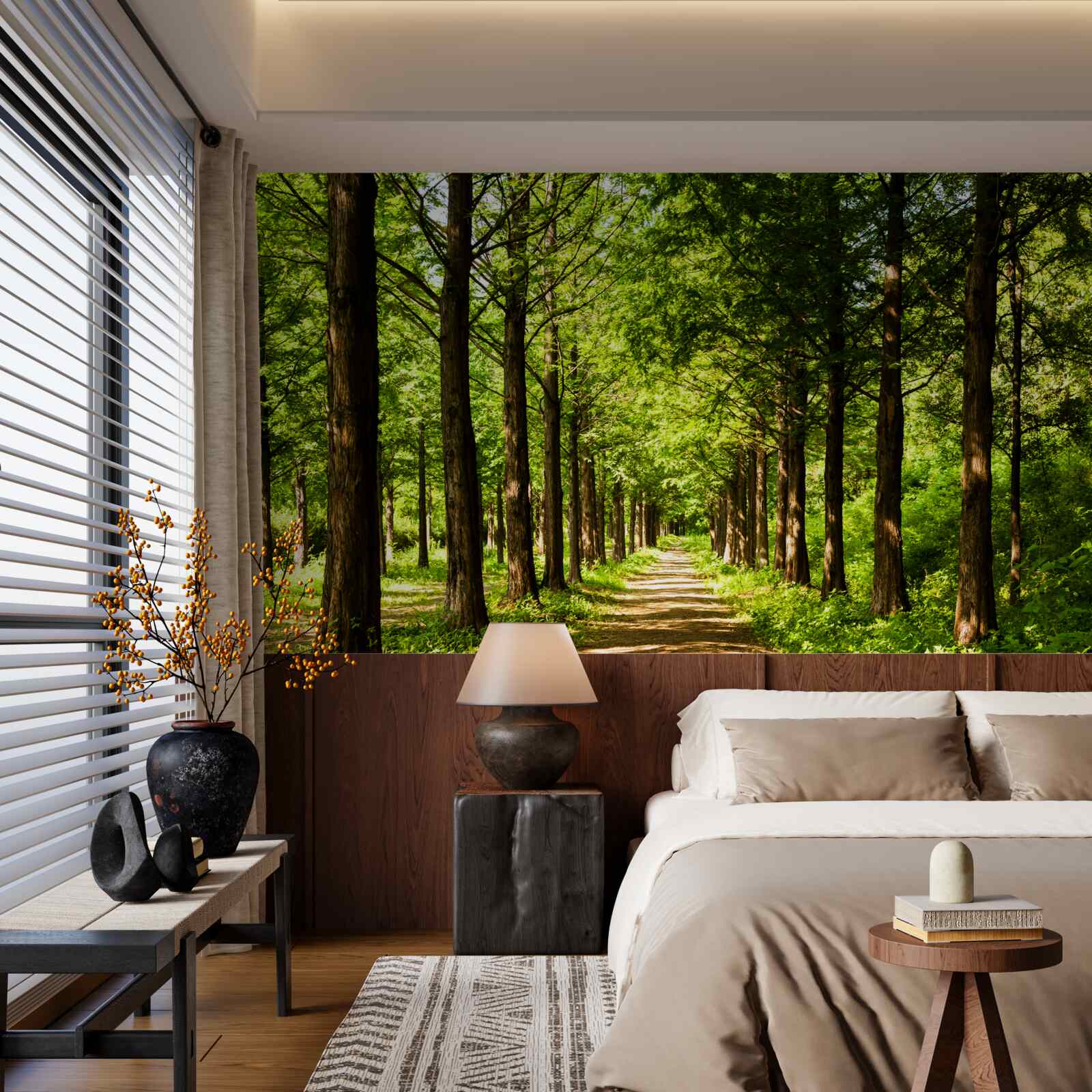 Fototapeta przestronna ścieżka wśród szmaragdowych drzew