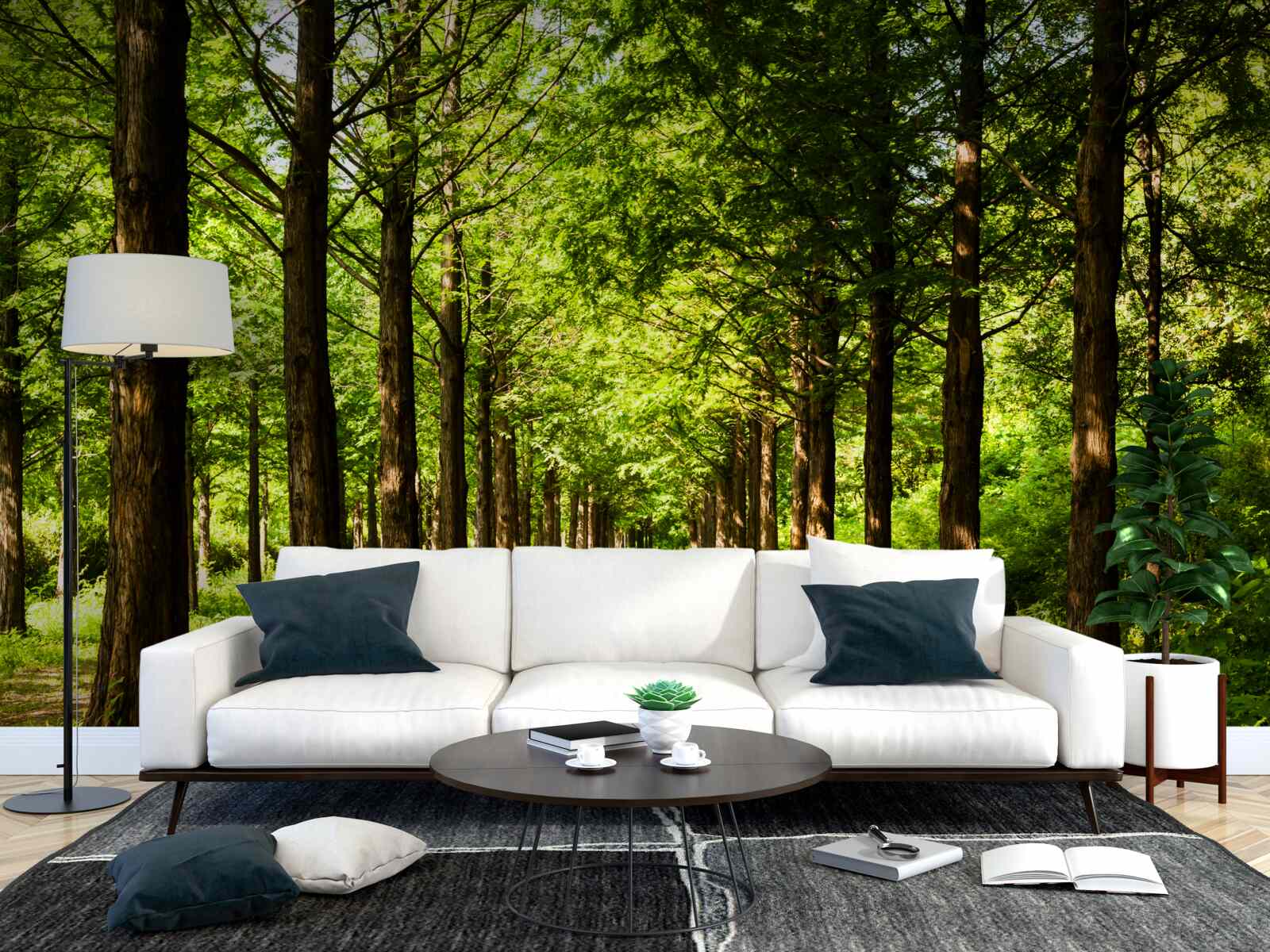 Fototapeta przestronna ścieżka wśród szmaragdowych drzew