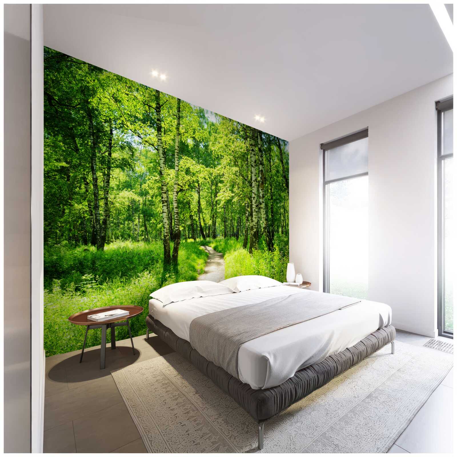 Fototapeta ścieżka otoczona zielonymi drzewami