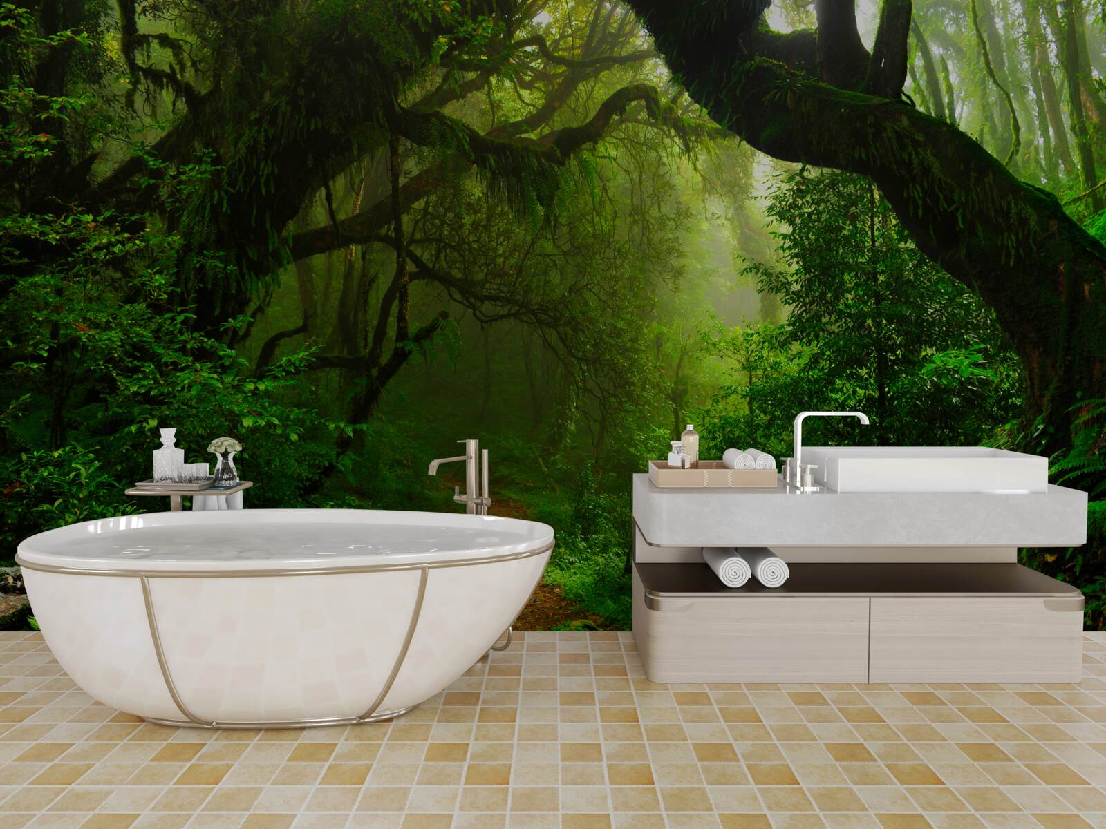 Fototapeta ścieżka przez gęsty zielony las