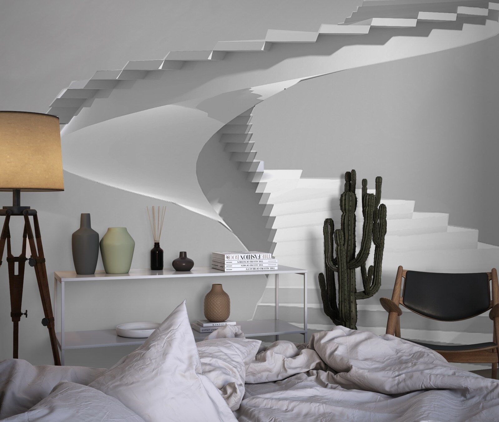 Fototapeta białe wirujące schody