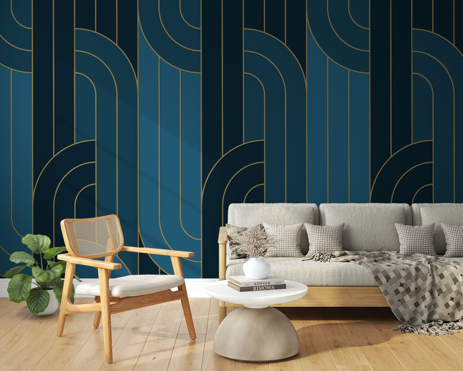 Fototapeta linie głębokiego niebieskiego koloru, które są ze sobą połączone