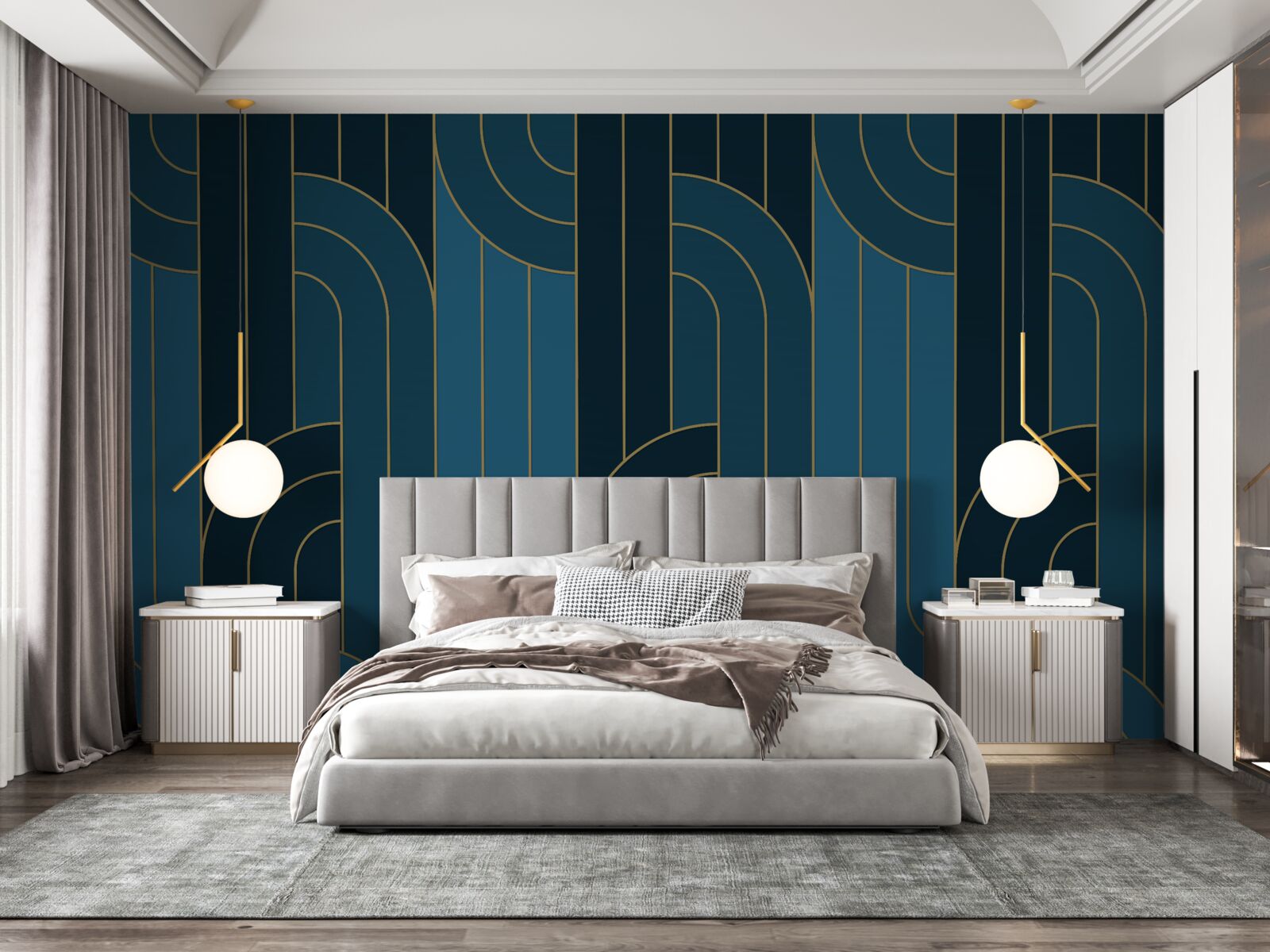 Fototapeta linie głębokiego niebieskiego koloru, które są ze sobą połączone